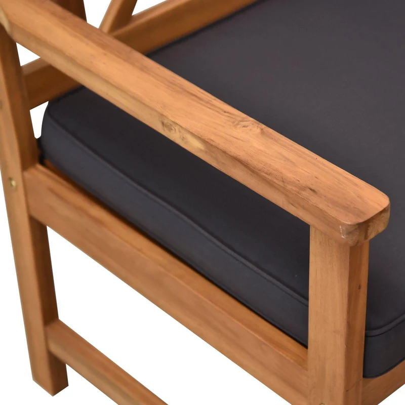 Set Salotto da Giardino in Legno Divano 2 Poltrone Montana Marrone e Grigio