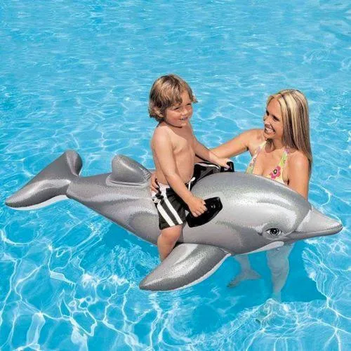 Materassino Cavalcabile Gonfiabile per Bambini 175x66 cm a Forma di Delfino Intex