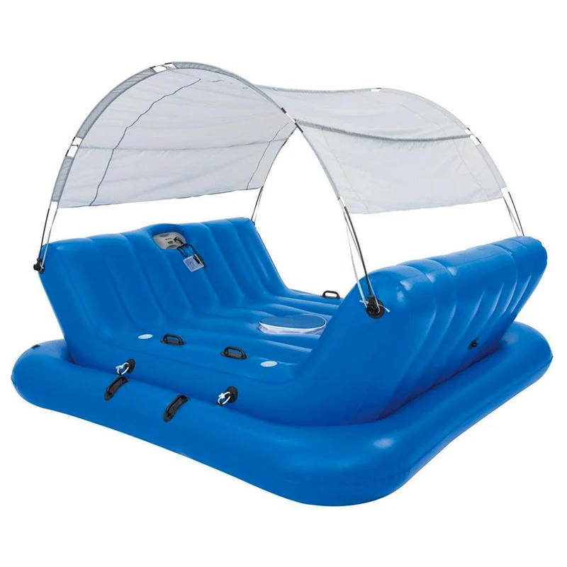 Isola Galleggiante Gonfiabile per 4 Persone 249x188x95 cm con Altoparlanti e Frigo Bestway