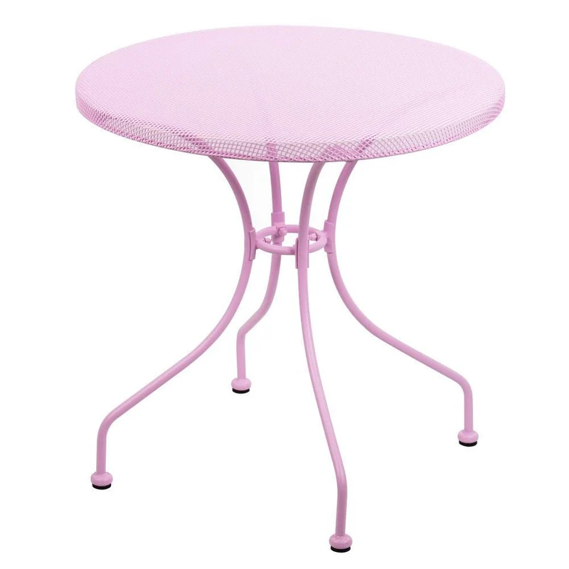 Tavolo da Giardino Ø70x71 cm con Piano Traforato in Ferro Neffy Rosa