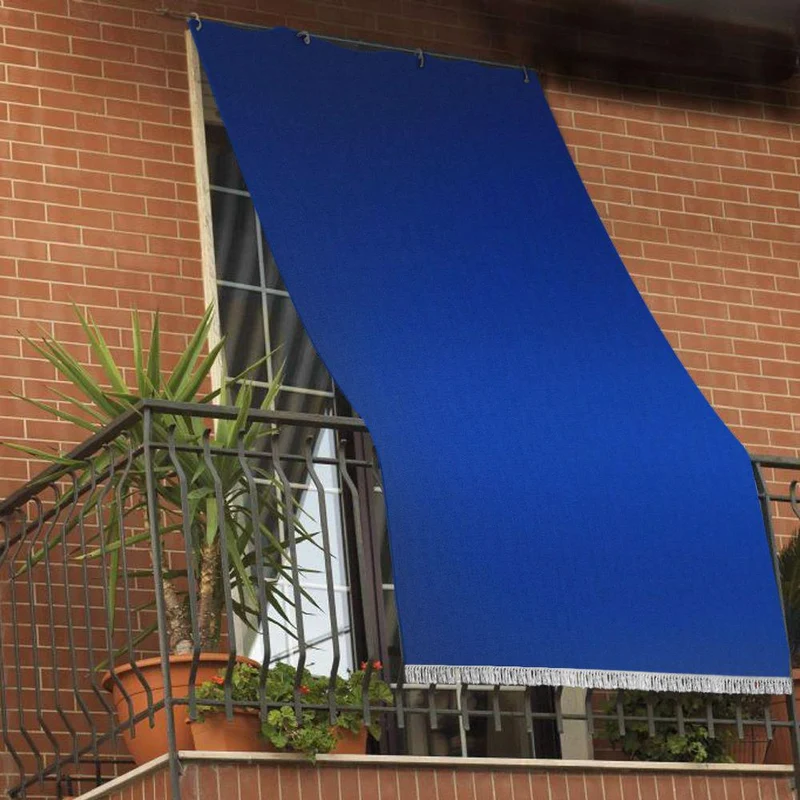 Tenda da Sole per Sormonto 1,9x3,5m in Cotone con Anelli Blu