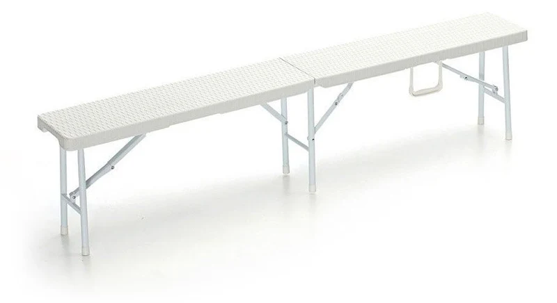 Panca Pieghevole per Catering 182x25x43 cm in Ferro e Polietilene Bianco