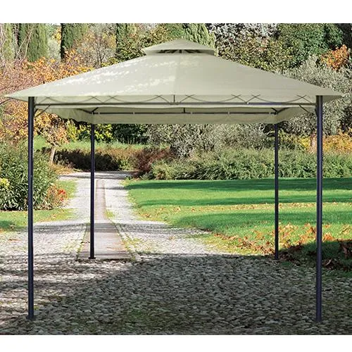 Gazebo da Giardino 3,5X3,5M Struttura in Ferro Copertura Beige Bertozzi Space