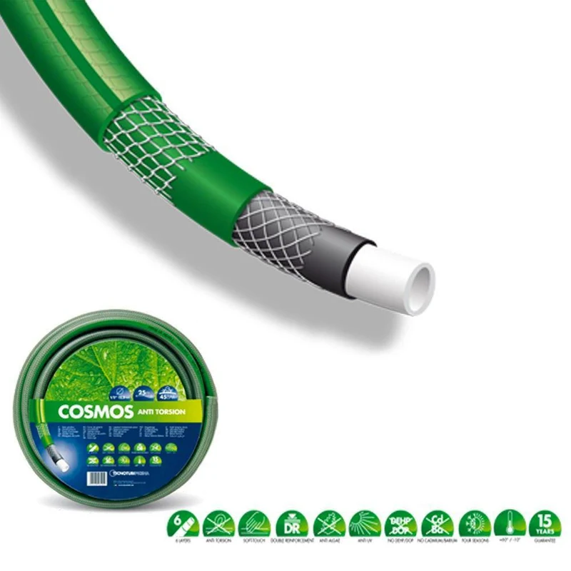 Tubo Pompa dell'Acqua da Giardino 15 Metri 1/2" 6 Strati Cosmos Verde