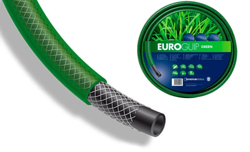 Tubo Pompa dellAcqua da Giardino 50 Metri 5/8 3 Strati in PVC Euro Guip Verde