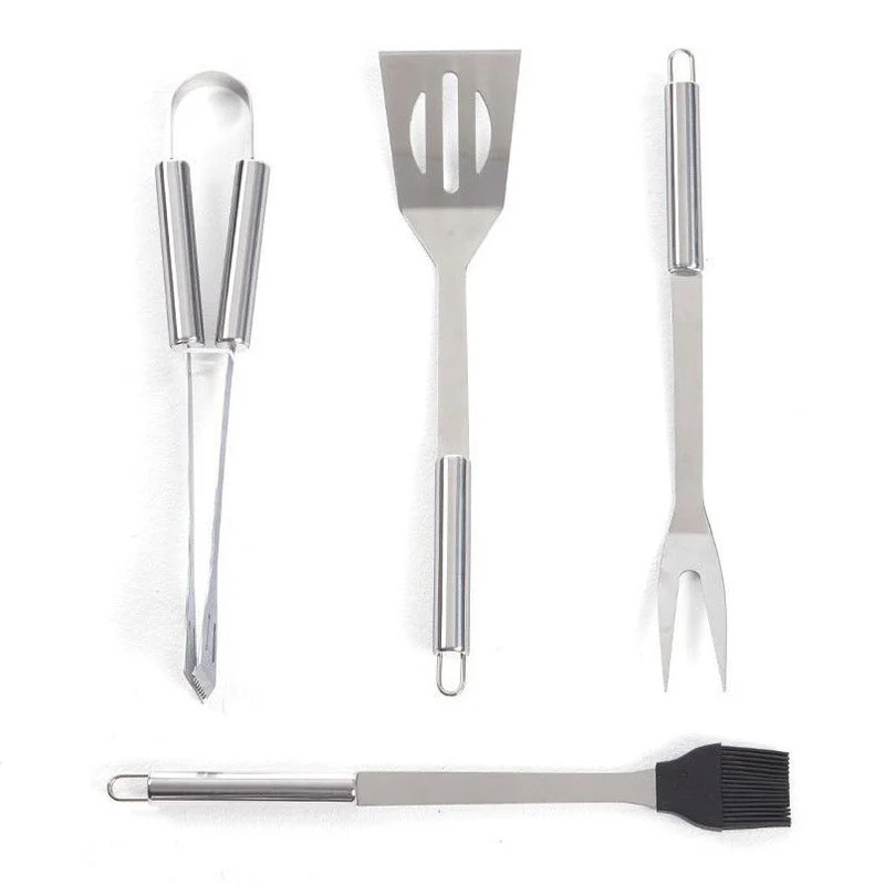 Set 4 Utensili per Barbecue in Acciaio con Valigetta