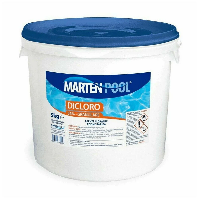 Cloro Dicloro 56% in Polvere Granulare da 5 Kg per Piscina
