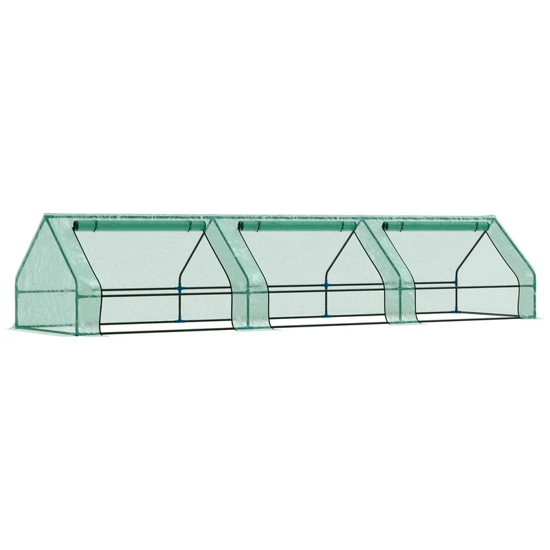 Mini Serra per Piante Impermeabile con 3 Ingressi Avvolgibili 400x100x80 cm Verde