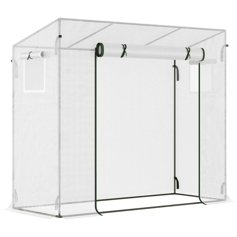 Serra da Giardino con Porta Avvolgibile 200x76x168 cm in Acciaio e PE Bianca