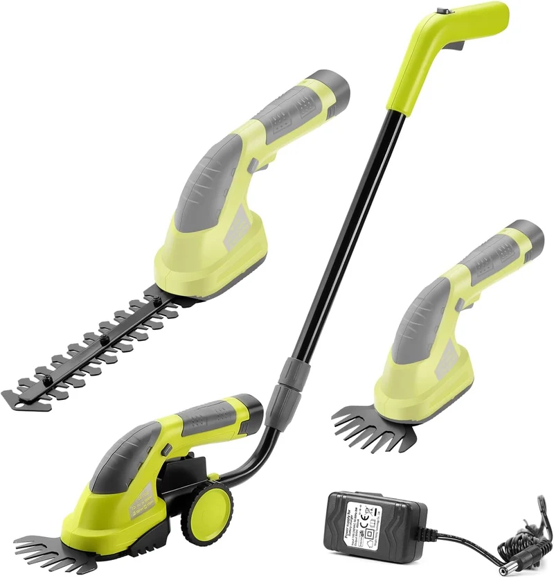 DEWINNER 7.2 V Cordless Edge Cutter, 2 in 1 Lawn Shears, Lightweight Lawn Mower, 1500 mAh Battery, Detachable Long Telescopic Handle, for Cutting Grass, Bush, Hedge