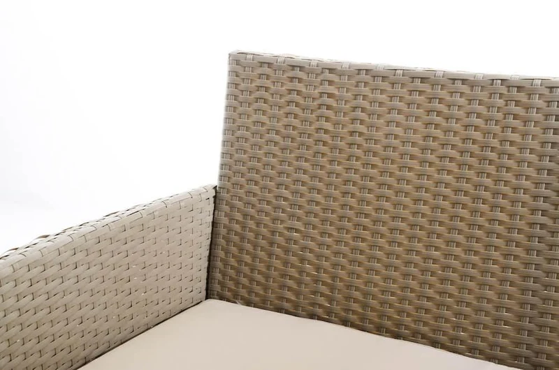 Set Salotto da Giardino Divano Tavolo e 2 Poltrone in Polyrattan Tortora Ecrù Bertozzi Caprera