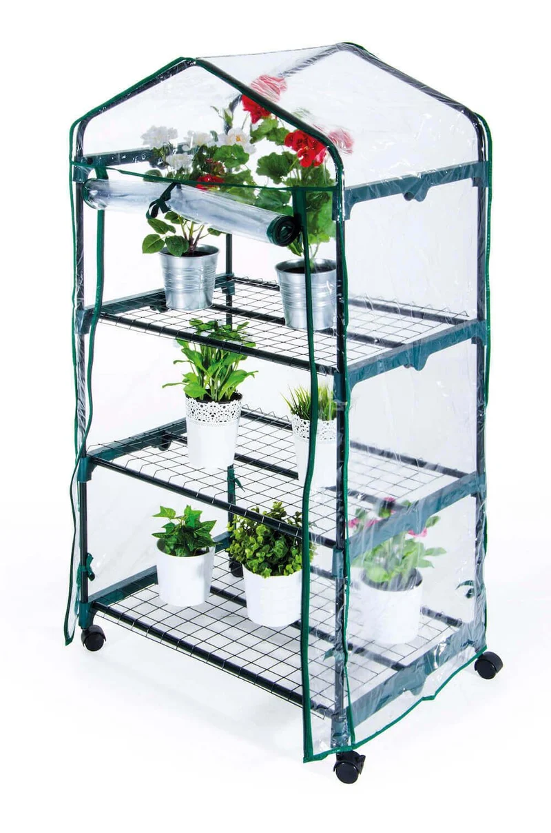 Serra da Giardino in Metallo e PVC 3 Ripiani con Ruote Bertozzi