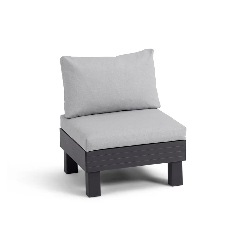 Seduta Modulare Elements con Schienale e Cuscino Keter 65x74x73 cm Effetto Legno Grafite