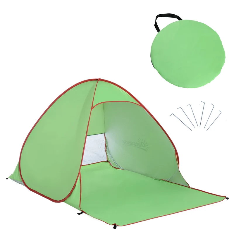 Tenda da Spiaggia Pop Up 200x150x119 cm con Protezione UV 30+ e Borsa di Trasporto Verde