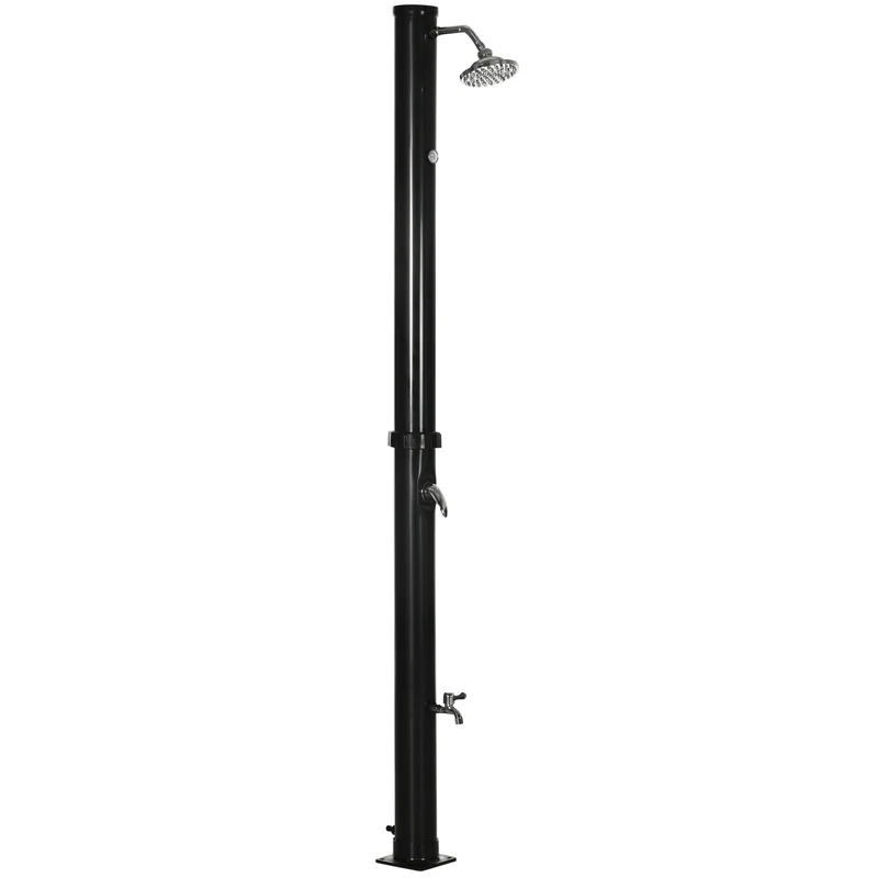 Doccia Solare 15,5x15,5x222 cm da 20L con Rubinetto Inferiore e Temperatura Regolabile Nero