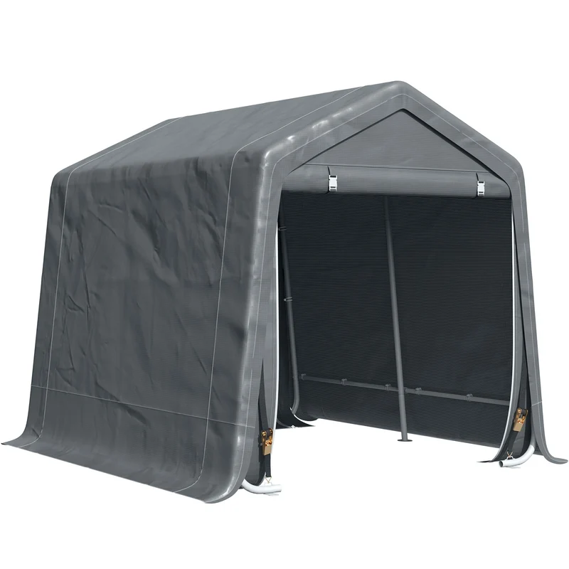Tenda Garage 240x200x202 cm per Veicoli e Biciclette in Metallo e Tessuto PE Grigio Scuro
